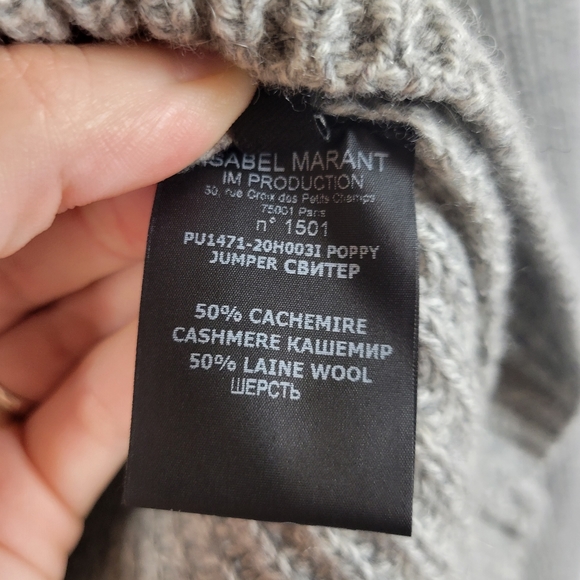 Isabel Marant poppy ribbed gray cashmere wool blend turtleneck sweater - Picture 10 of 14